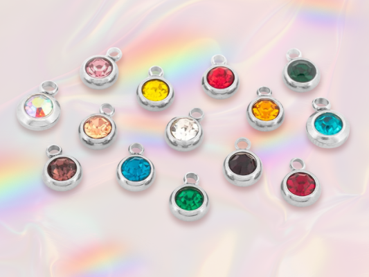Geburtsstein-Strasssteine in Edelstahl: Farben &amp; Bedeutung für persönlichen DIY-Schmuck - Geburtsstein-Strasssteine aus Edelstahl · Persönlicher DIY-Schmuck nach Monat · Vintageparts.eu
