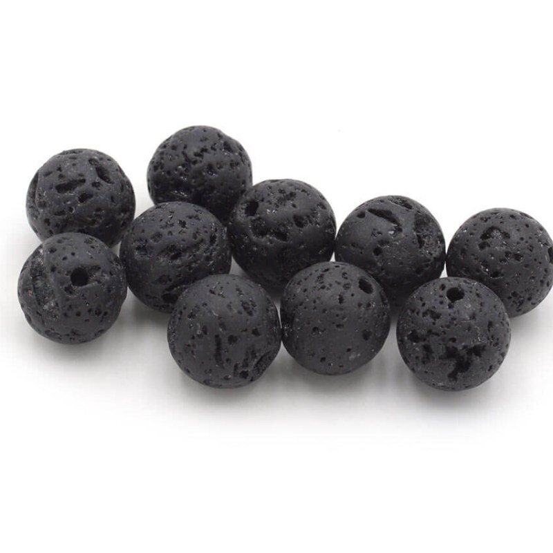 schwarze Lavastein Perlen mit poröser Oberfläche