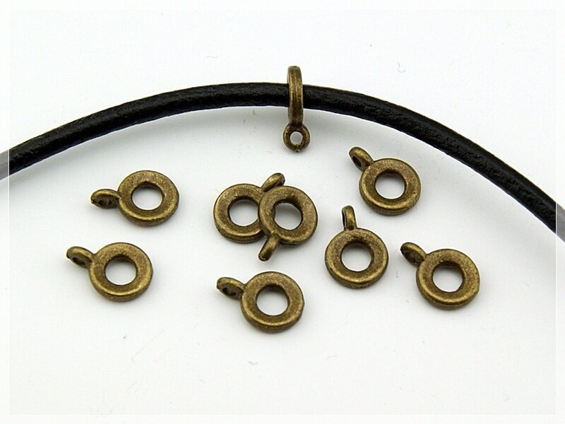 10 Collierschlaufen für Bänder in antik Bronze
