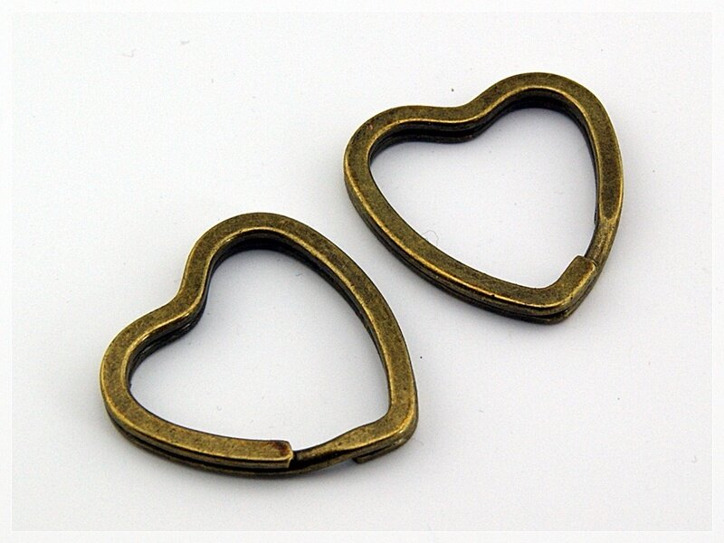 2 Schlüsselringe Herz Vintage bronze