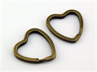2 Schlüsselringe Herz Vintage bronze