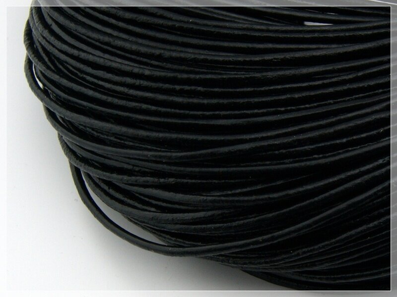 2 m echtes Lederband schwarz 2 mm