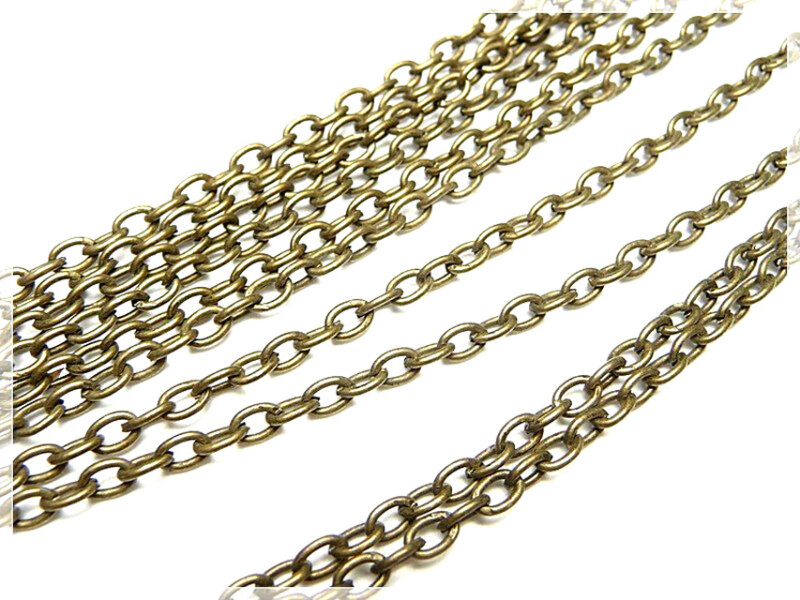 2 Meter Gliederkette in antik bronze, 3x4mm