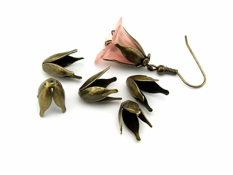 20 Tulpen Perlkappen in antik Bronze