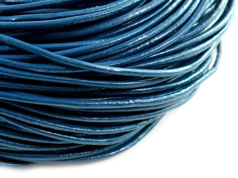 2 m echtes Lederband blau 2 mm
