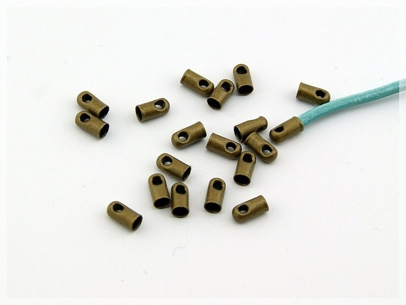 30 Endkappen in antik Bronzefarben 1,8mm Innendurchmesser