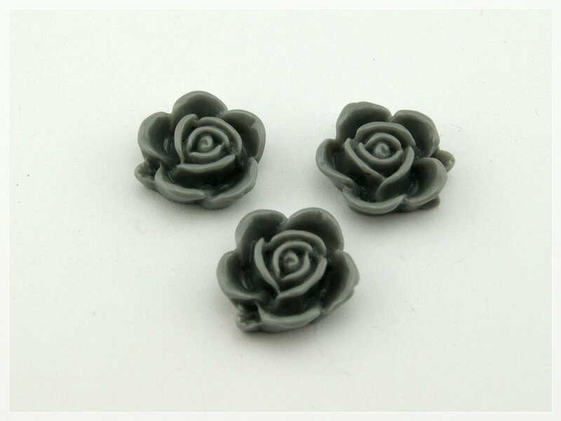 6 Cabochons Rose grau
