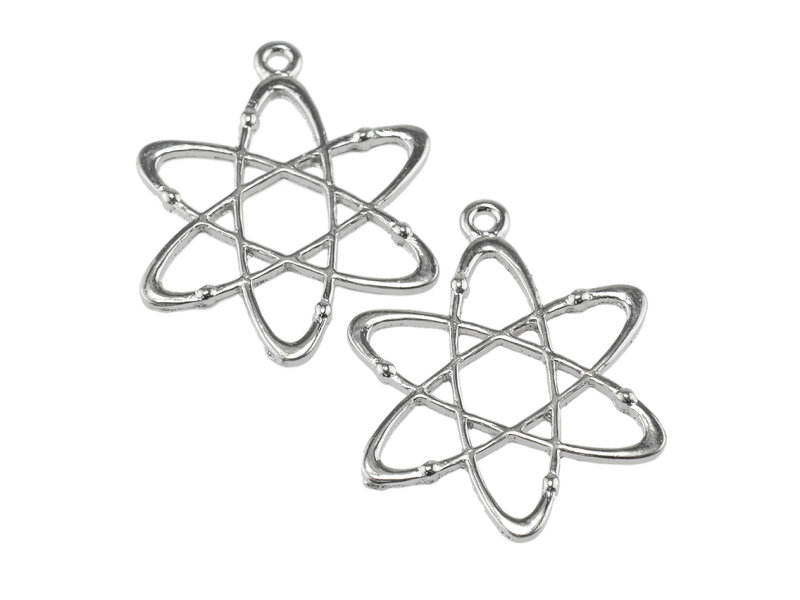 Anhänger als Atom in silberfarben platiniert 4 Stück
