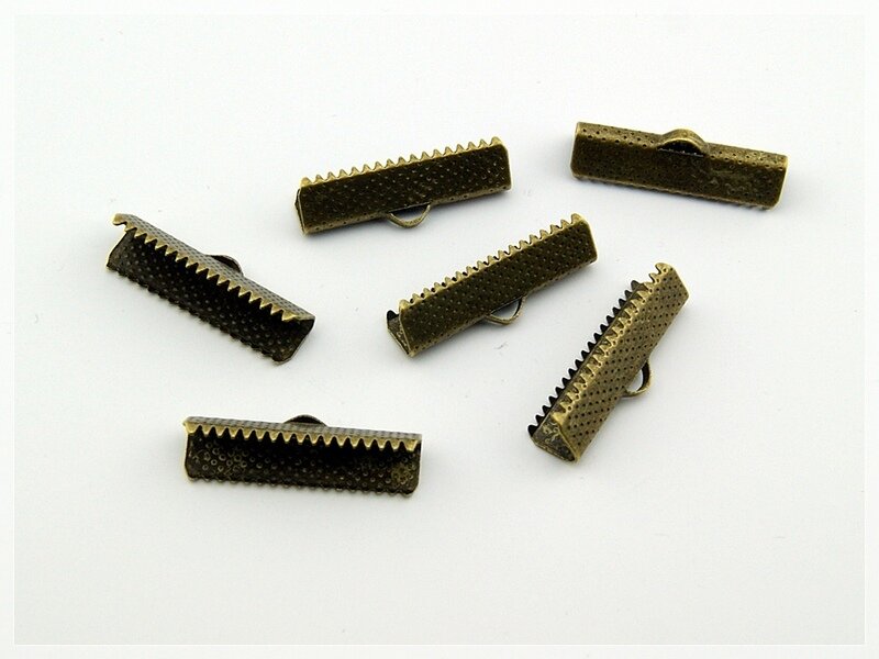 20 Bandklemmen in antik Bronze, 25 mm