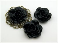 3 große Cabochons als Rose in schwarz