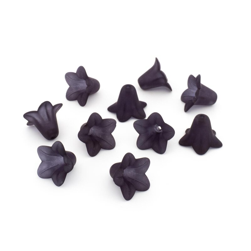 gefrostete Blütenperlen anthrazit 18 mm 10 Stück