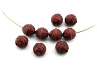 16 Acrylperlen in rot schwarz, 12 mm
