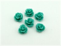 Röschen Cabochon in türkis 10 mm 10 Stück