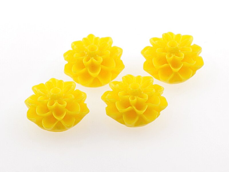 4 Cabochons gelb 15 mm Blume