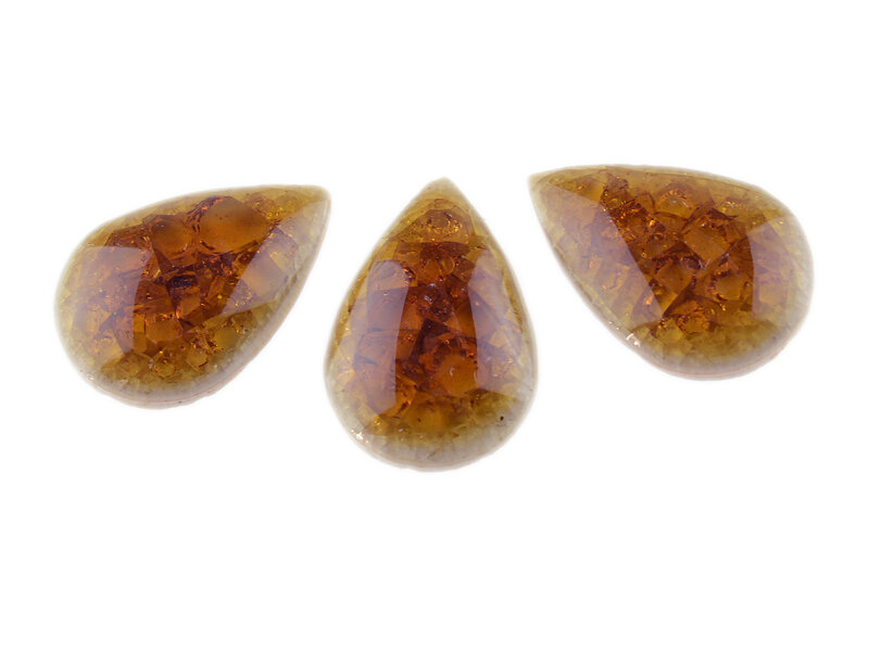 Cabochons aus Porzellan als Tropfen in braun 2 Stück