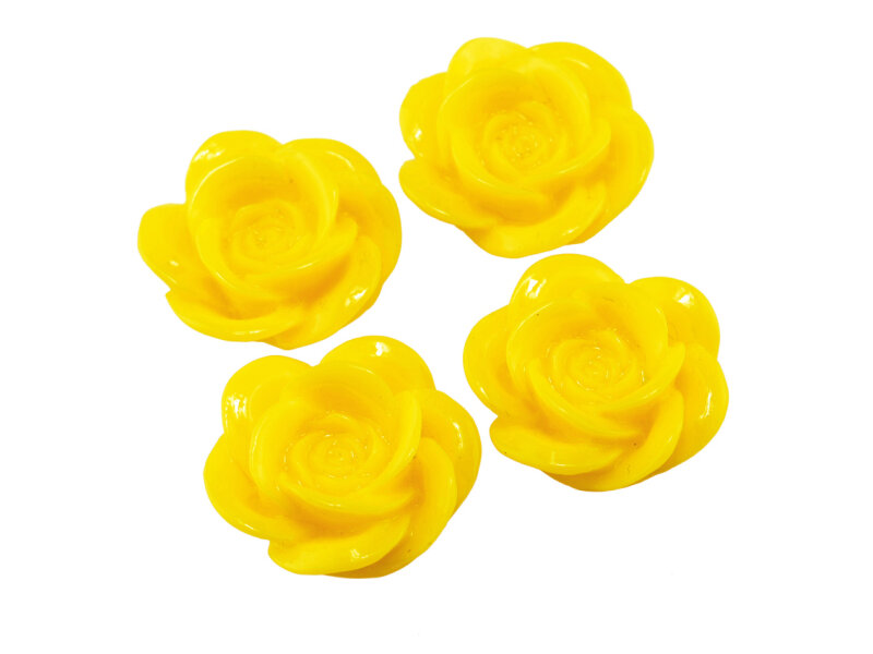 Cabochons als Rosen in gelb 18 mm 4 Stück