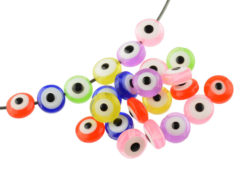 Acrylperlen mit einem Nazar Boncugu im Farbmix 8 mm 10 Stück