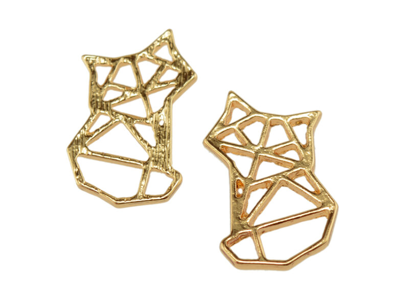 Anhänger als Fuchs im Origami Stil in goldfarben 2 Stück