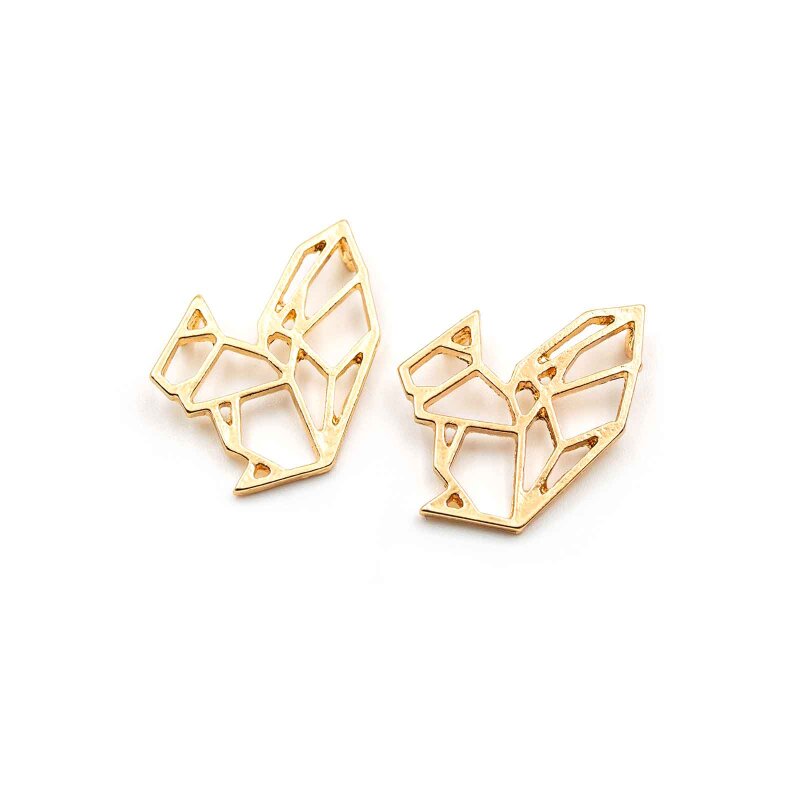 Anhänger als Eichhörnchen im Origami Stil in goldfarben 2 Stück