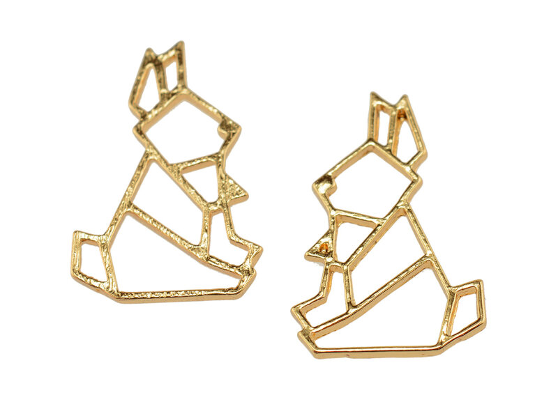 Anhänger als Hase im Origami Stil in goldfarben 2 Stück
