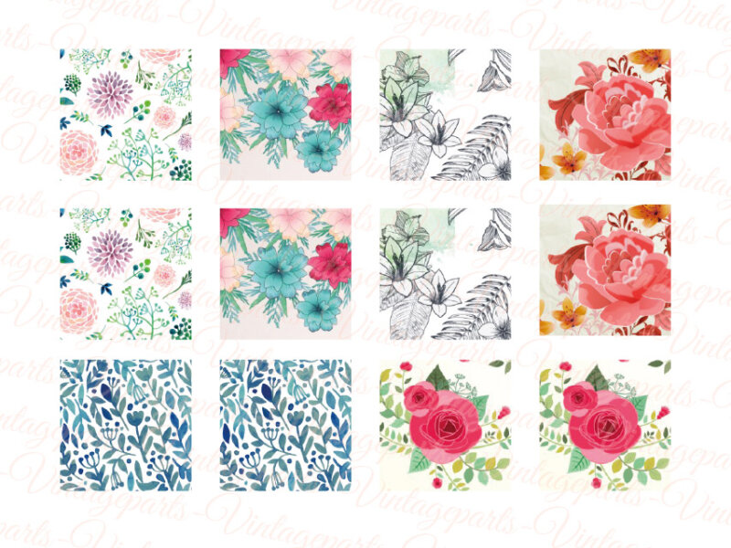 Motivbogen "Blumenmeer" für quadratische 25 mm Cabochons