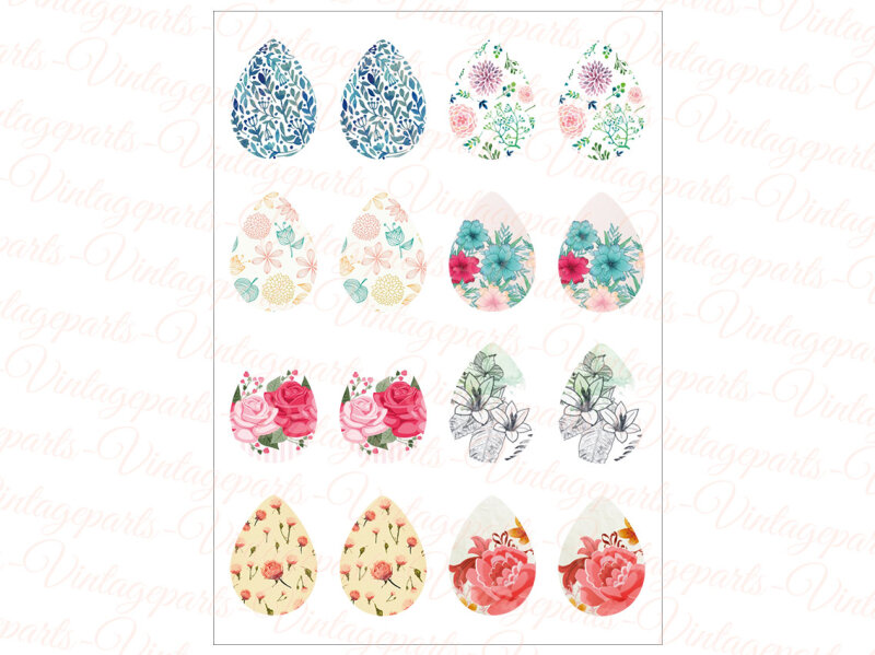 Motivbogen "Blumenmeer" für tropfenförmige 25 x18 mm Cabochons