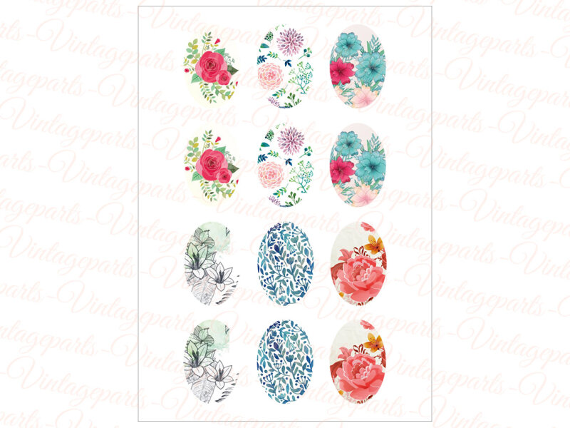 Motivbogen "Blumenmeer" für 30 x 20 mm Cabochons