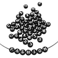 runde Buchstabenperlen aus Acryl in schwarz 260 Stück