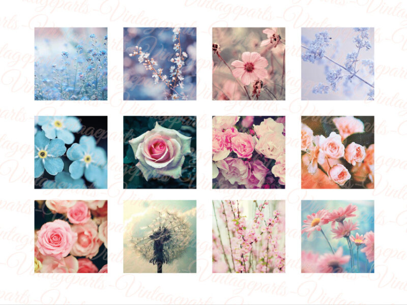 Motivbogen "Springtime" für quadratische 25mm Cabochons