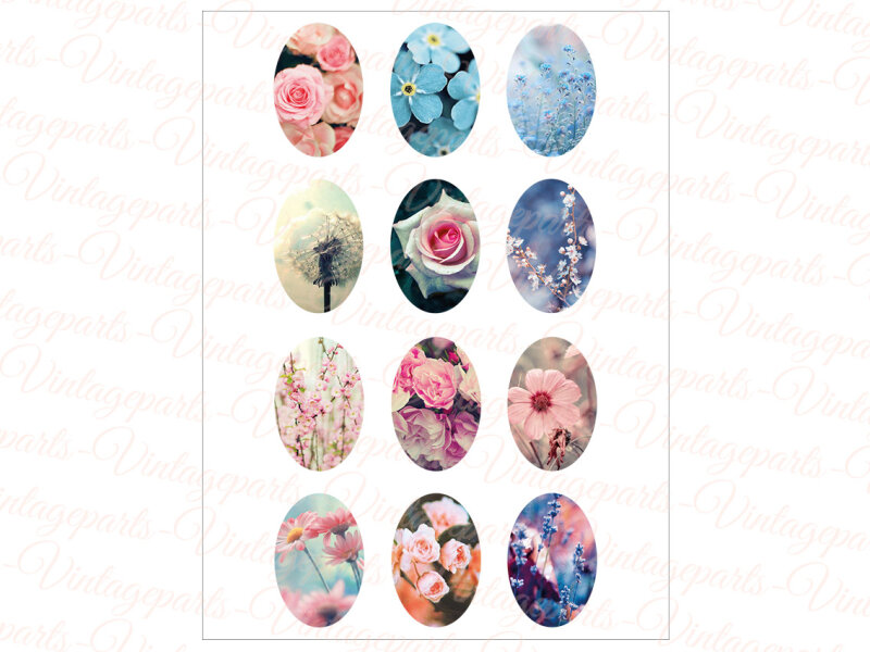 Motivbogen "Springtime" für 30 x 20 mm Cabochons