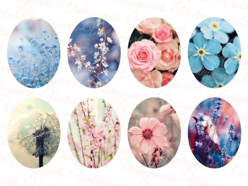 Motivbogen "Springtime" für 40 x 30 mm Cabochons