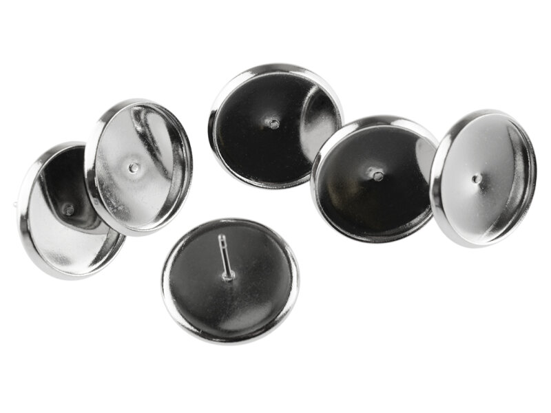Ohrstecker aus Messing in silberfarben platiniert für 14 mm Cabochons 6 Stück