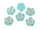 Resincabochons als Blume in aquamarine-weiß 12 mm 8 Stück