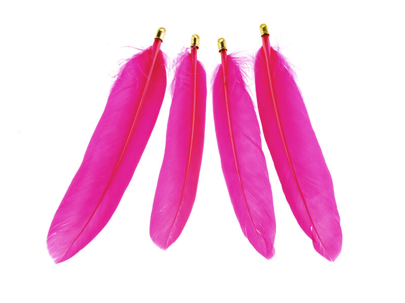 Anhänger aus echten Federn in pink 4 Stück
