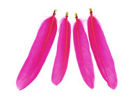 Anhänger aus echten Federn in pink 4 Stück