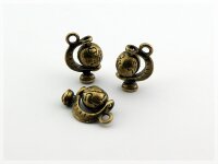 3 Anhänger Globus 3D in vintage Bronze