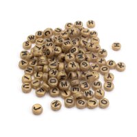 Buchstabenperlen aus Acryl mit Glitzer 7mm in gold 200...