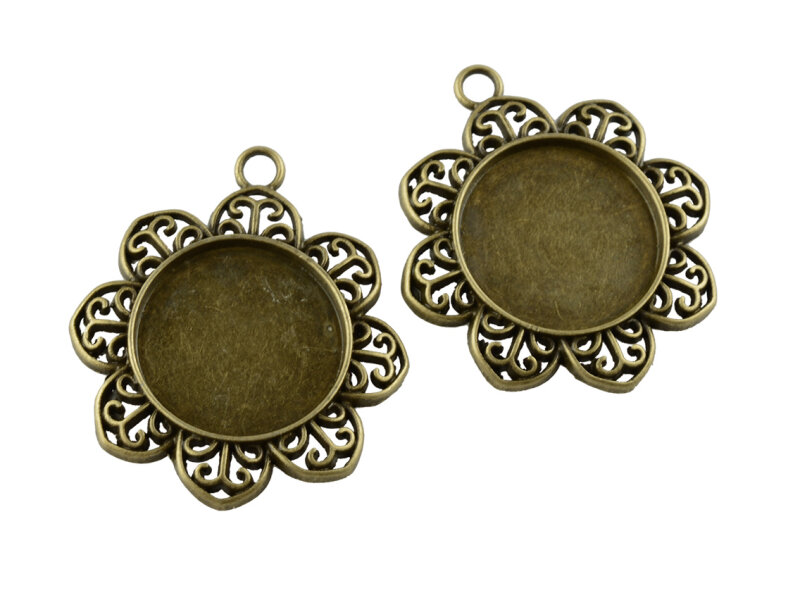 verzierte Fassungen für 20 mm Cabochons in antik bronzefarben 2 Stück