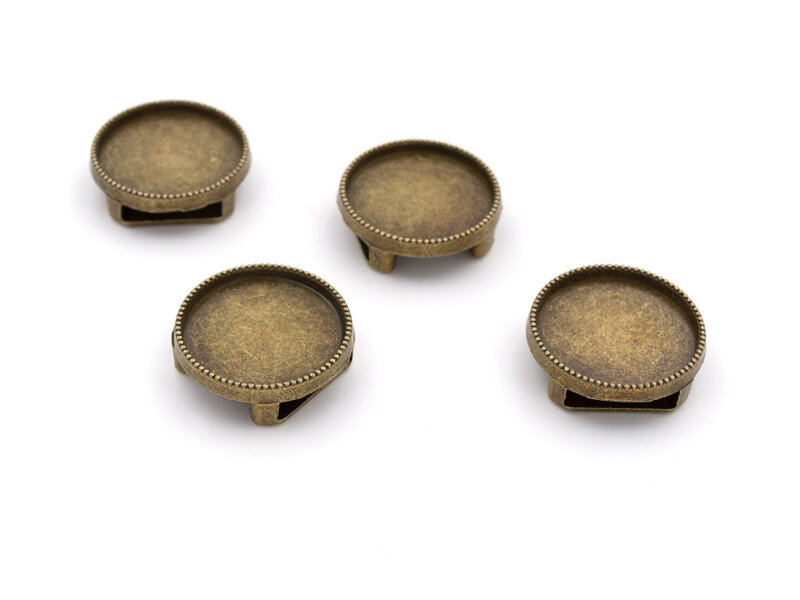 Schiebeperlen in antik bronzefarben für 16 mm Cabochons 4 Stück