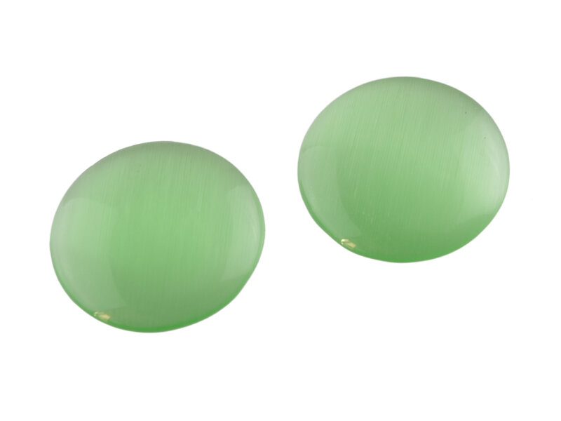 Cabochons Cateye Glas in hellgrün 25 mm 2 Stück