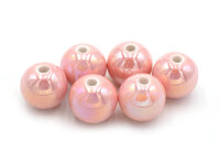Porzellanperlen im holographic Design in rosa 15 mm 6...