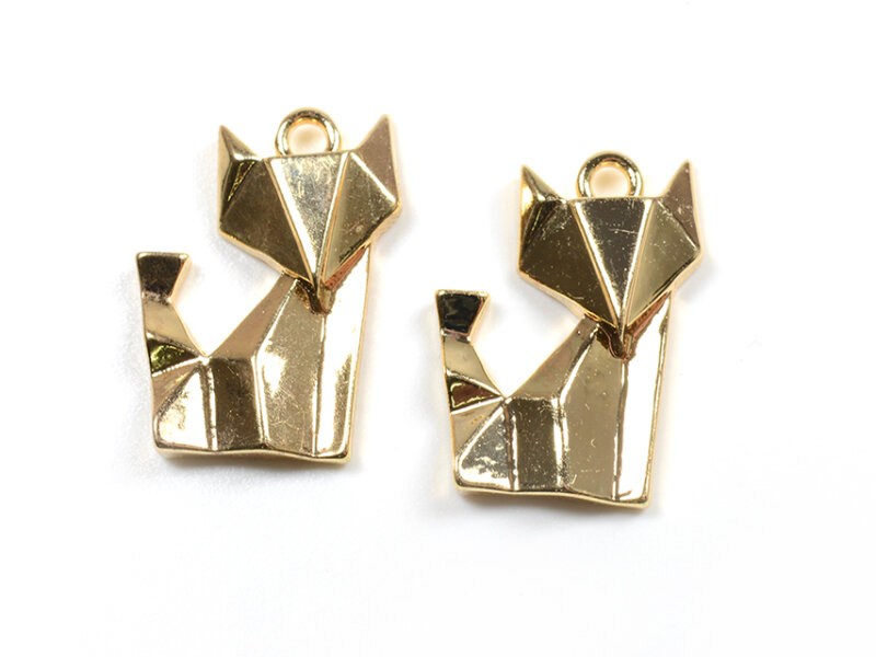 Anhänger Fox im Origami Stil in goldfarben 2 Stück