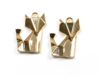 Anhänger Fox im Origami Stil in goldfarben 2 Stück