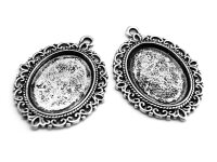 2 Medaillons silber für 25 x 18 mm Klebeperlen