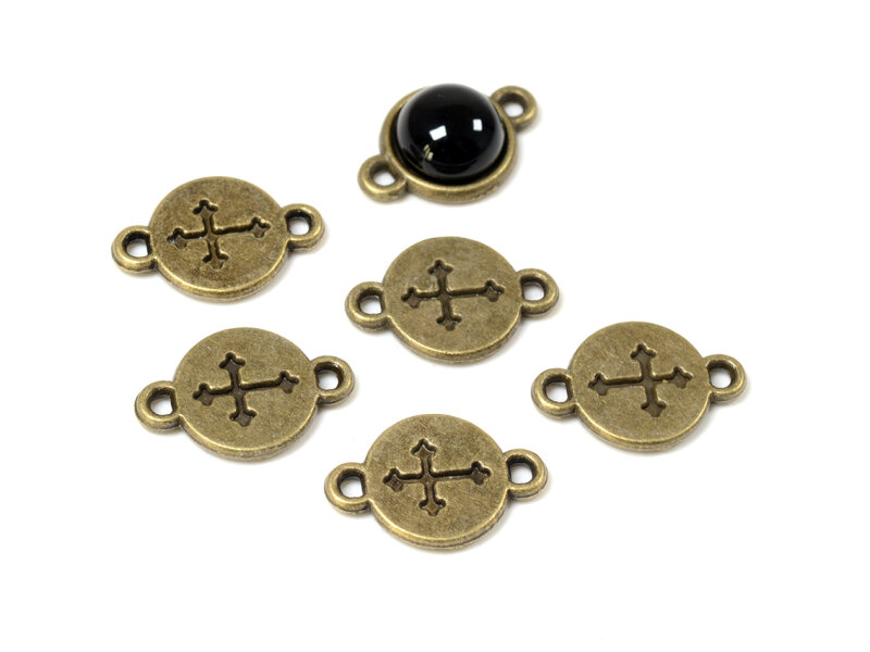 Fassungen als Verbinder mit Kreuz für 8 mm Cabochons in antik bronzefarben 6 Stück