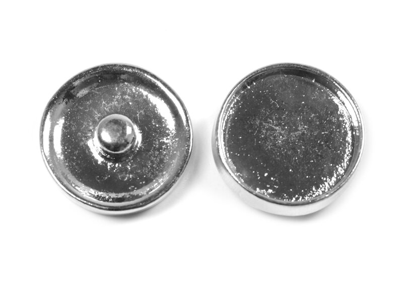 Rahmen als Druckknöpfe in silberfarben platiniert für 16 mm Cabochons 2 Stück