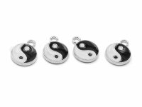 emaillierte Anhänger Yin Yang in silberfarben...