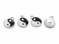 emaillierte Anhänger Yin Yang in silberfarben...