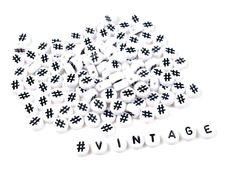Acrylperlen mit Hashtag in weiß 30 Stück