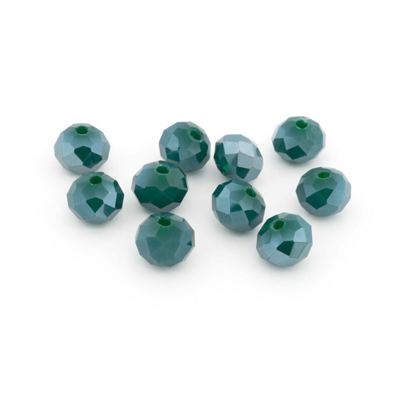 Glasschliffperlen als Rondelle in Dunkelgrün 8x6 mm 10 Stück